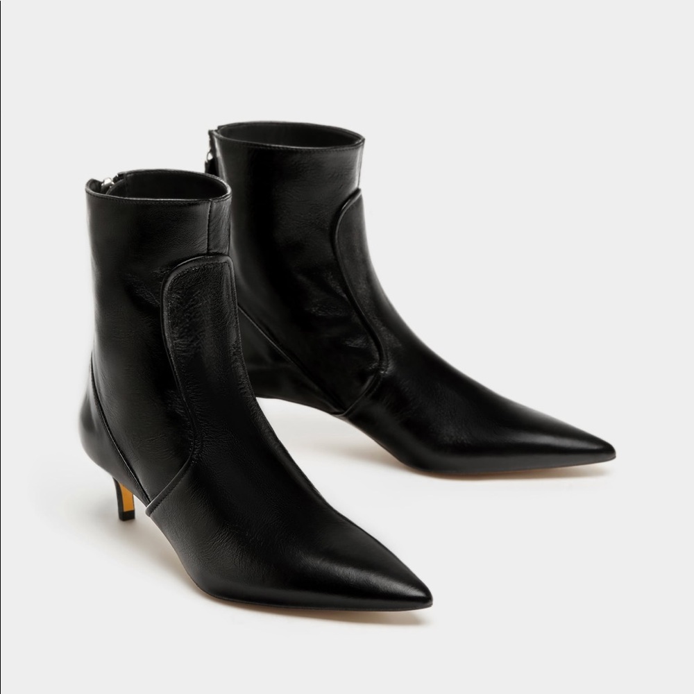 ZARA GENUINE LEATHER HIGH HEEL ANKLE BOOTS